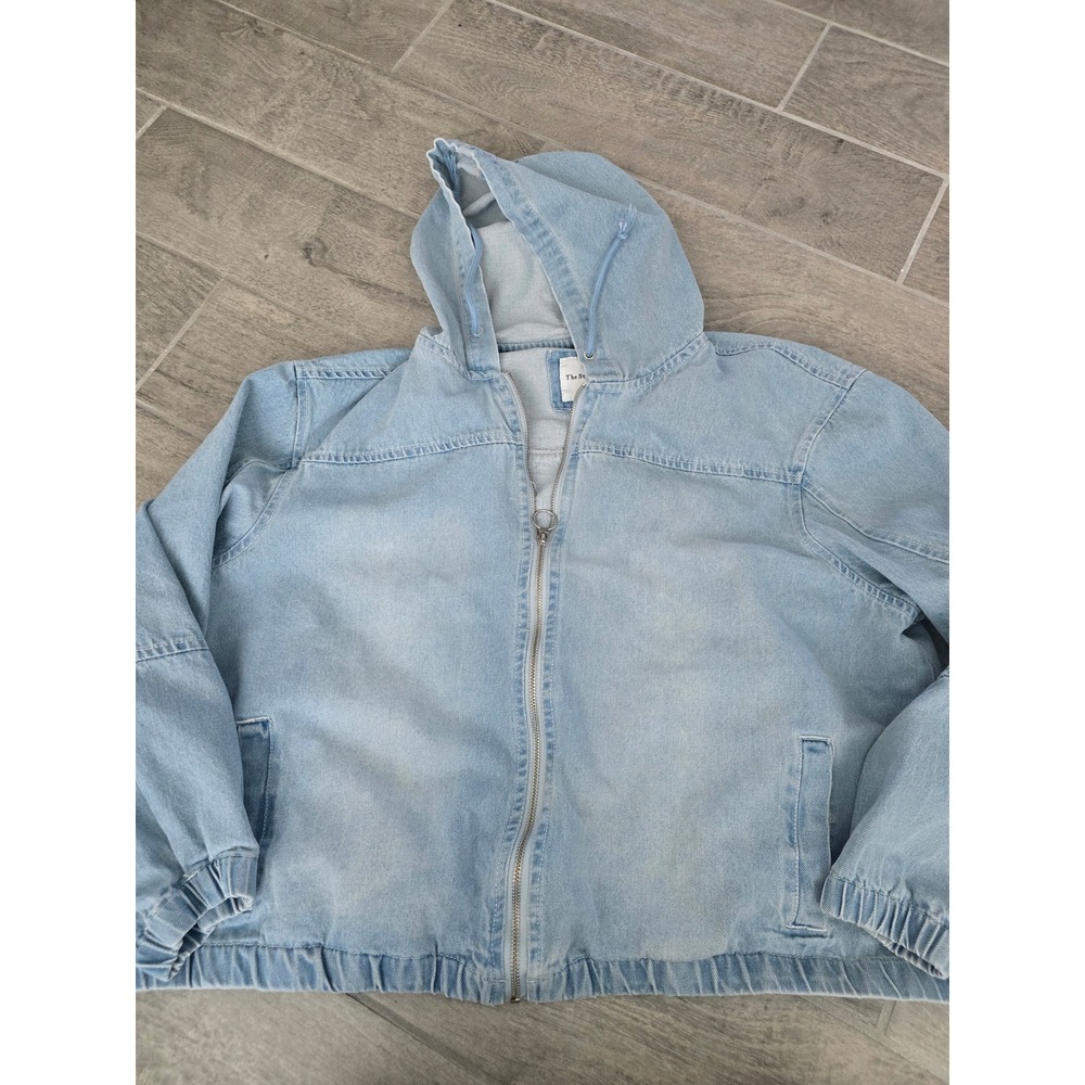 The Style Between Us Light Wash Denim Zip Up Hooded Jacket‎ Womens 2X Cotton